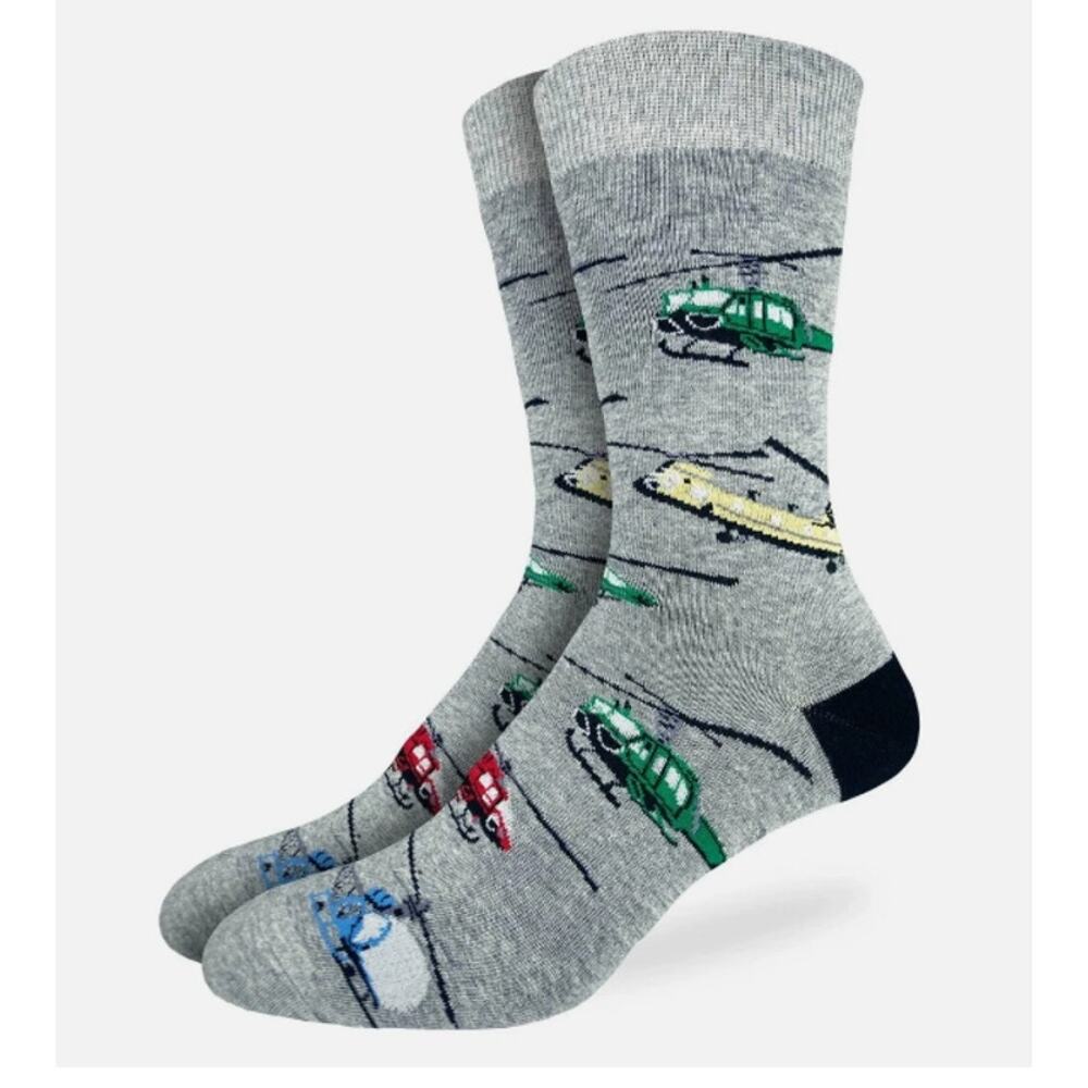 New Helicopters Men Crew Socks Grey Good Luck Fashion Airborne Adult 7-12 Gift